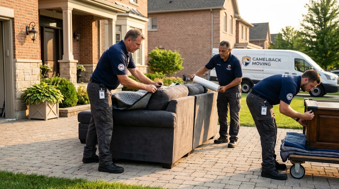 Large estate moving crew wrapping furniture in Big Sandy, TX